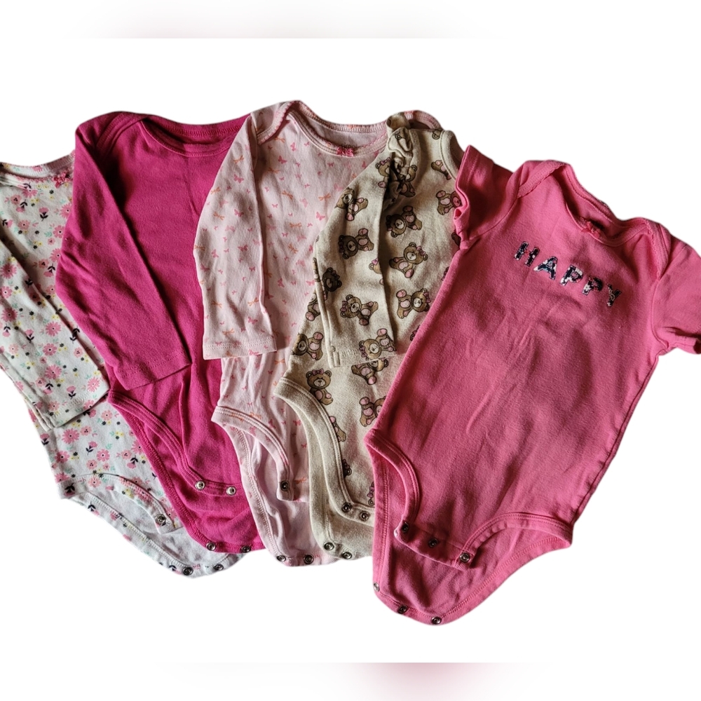 Baby Onesies Bundle - Pink, Cream, White Size 12 months